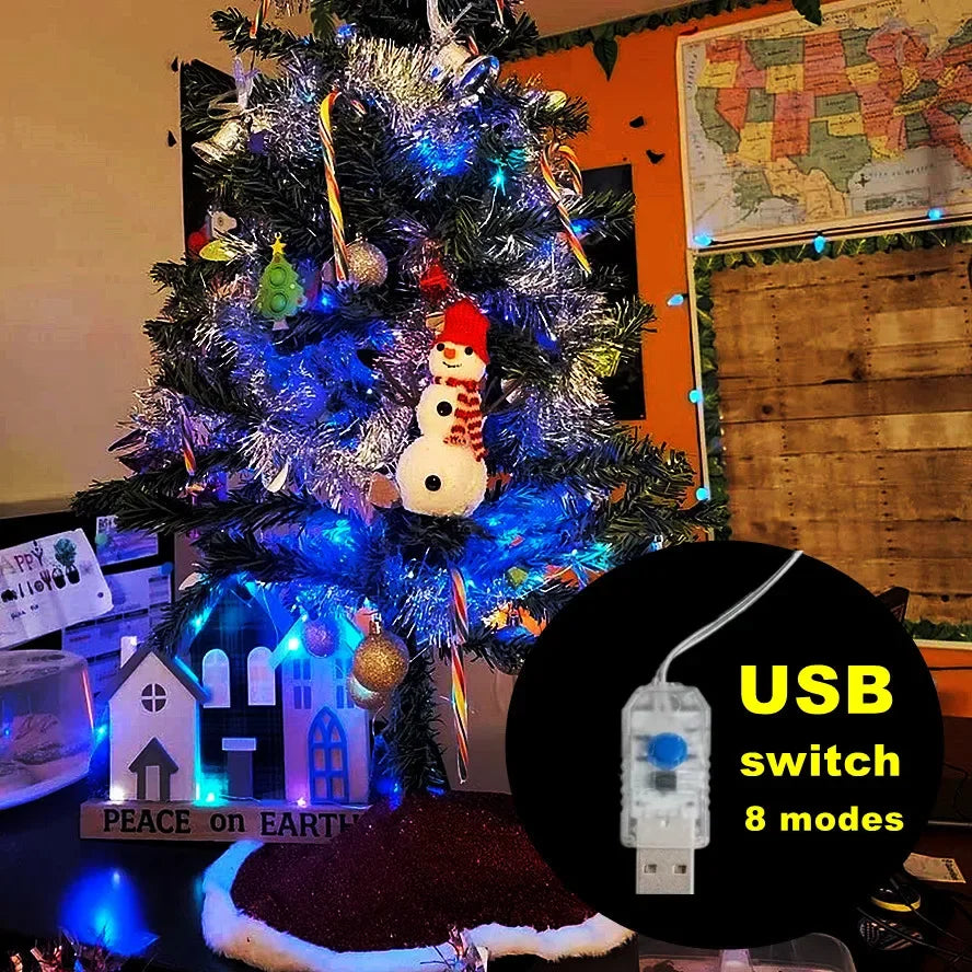 LED Fairy Lights USB Power String Lights Christmas Garland For New Year Wedding Party Tree Garden Terrace Decoration 8 Function