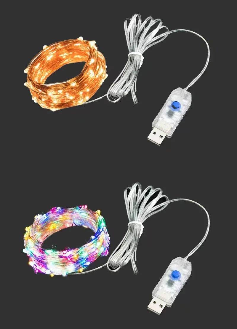 LED Fairy Lights USB Power String Lights Christmas Garland For New Year Wedding Party Tree Garden Terrace Decoration 8 Function