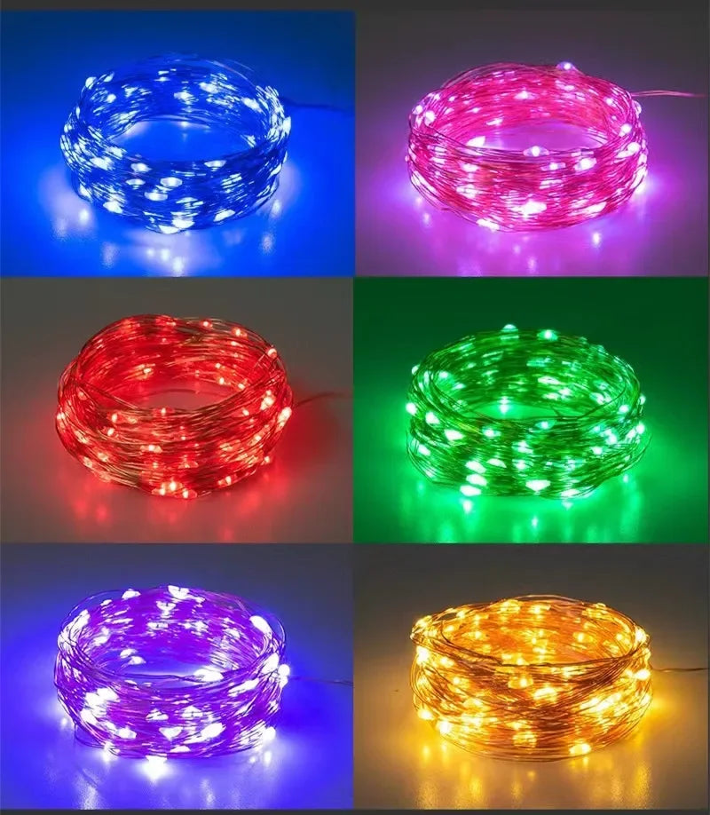 LED Fairy Lights USB Power String Lights Christmas Garland For New Year Wedding Party Tree Garden Terrace Decoration 8 Function