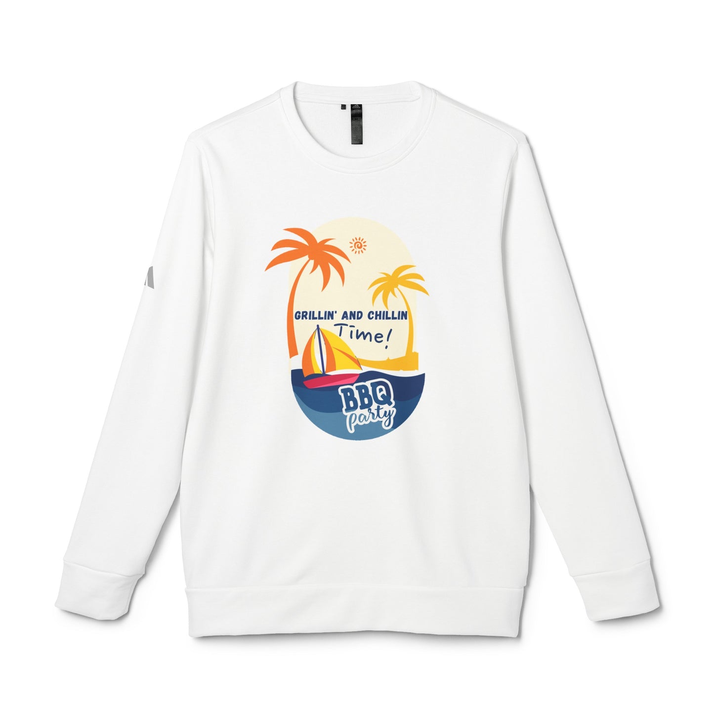 Grillin & Chillin time - adidas® Unisex Fleece Crewneck Sweatshirt | 4th of July | Patriotic adidas® Unisex Fleece Crewneck Sweatshirt | Summer Crewneck Sweatshirt | Comfort & Designer Unisex Fleece Crewneck Sweatshirt | Gift idea for Independence Day.