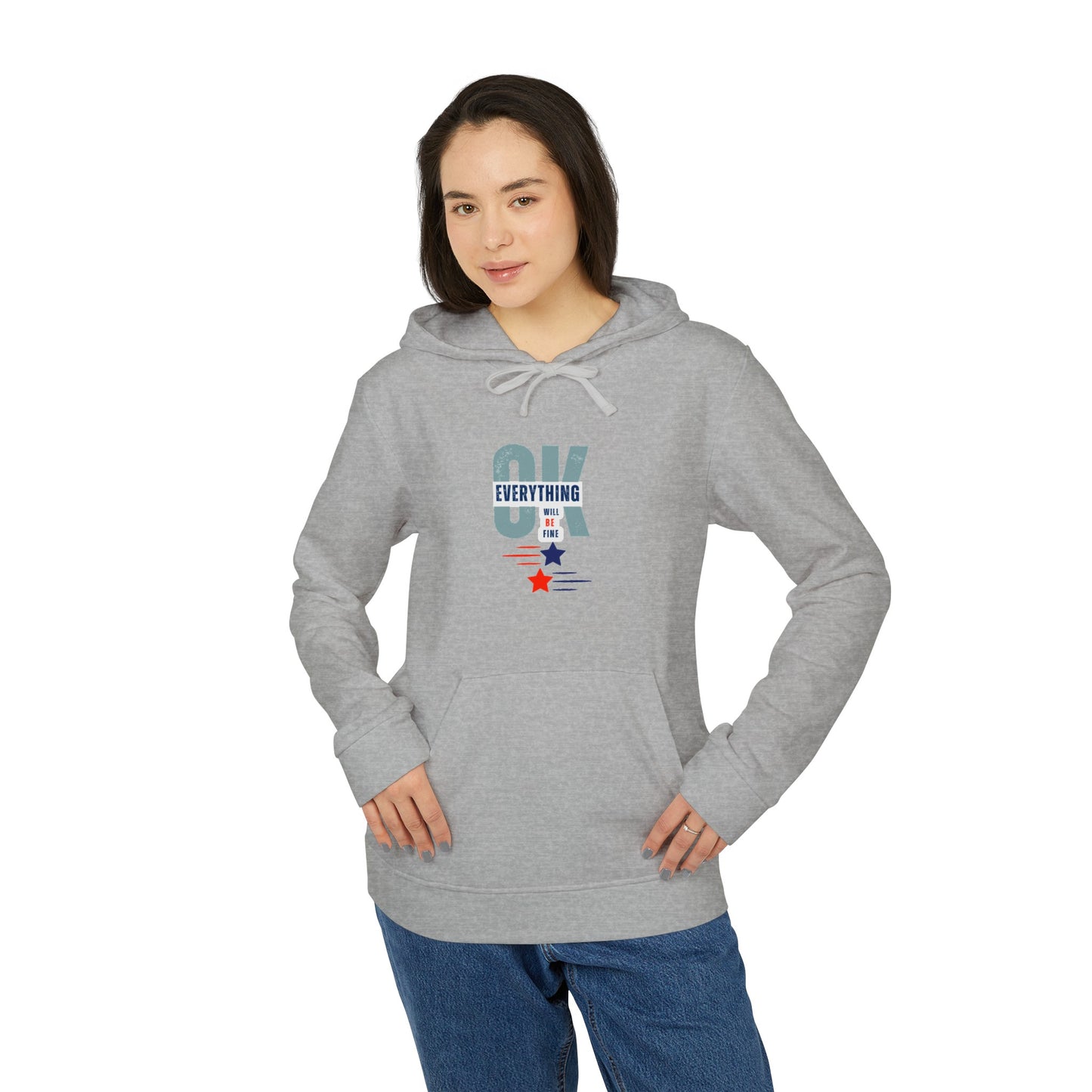 U.S.A | 'OK'  Everything will be fine - adidas® Unisex Fleece Hoodie | 4th of July | Patriotic adidas® Unisex Fleece Hoodie | Summer hoodies | USA Proud hoodies | Comfort & Designer hoodies | Gift idea for Independence Day