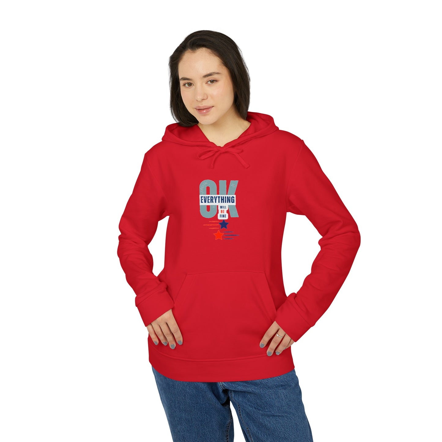 U.S.A | 'OK'  Everything will be fine - adidas® Unisex Fleece Hoodie | 4th of July | Patriotic adidas® Unisex Fleece Hoodie | Summer hoodies | USA Proud hoodies | Comfort & Designer hoodies | Gift idea for Independence Day