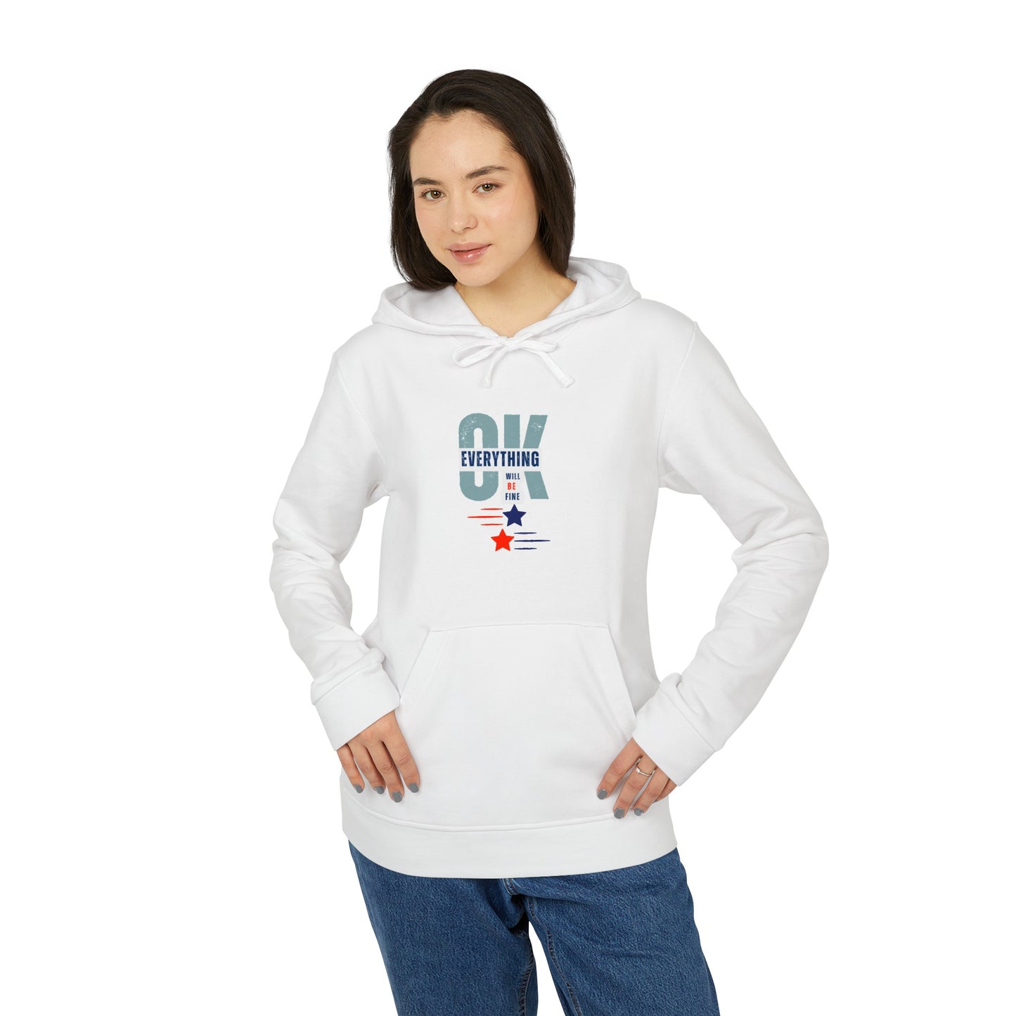 U.S.A | 'OK'  Everything will be fine - adidas® Unisex Fleece Hoodie | 4th of July | Patriotic adidas® Unisex Fleece Hoodie | Summer hoodies | USA Proud hoodies | Comfort & Designer hoodies | Gift idea for Independence Day