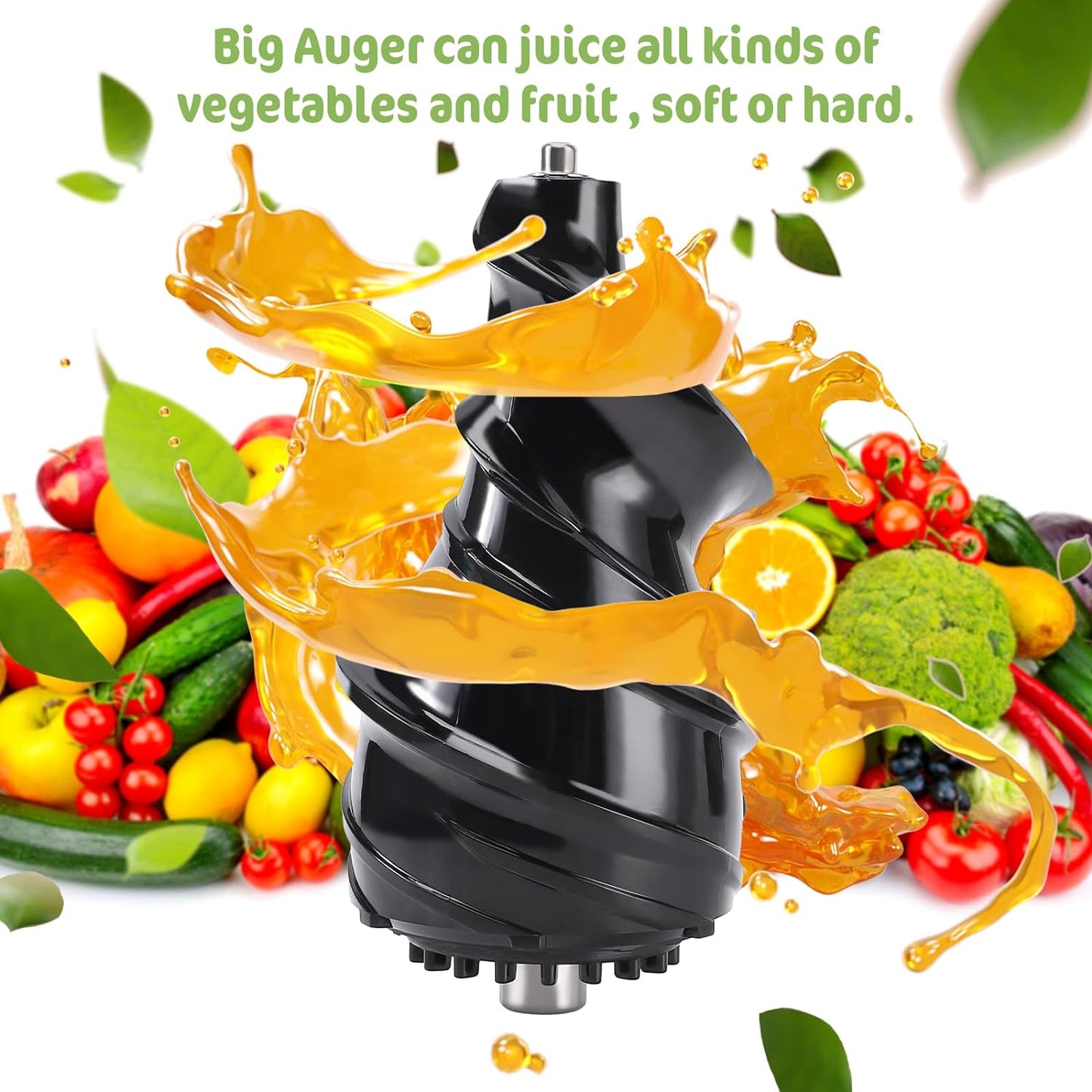 250 Watt High Power Juicer - Juicer Machines with 3.5-Inch (88Mm) Large Feed Chute- Masticating Juicer with 96% Juice Yield for Fruits and Vegetables, Easy Clean, Black