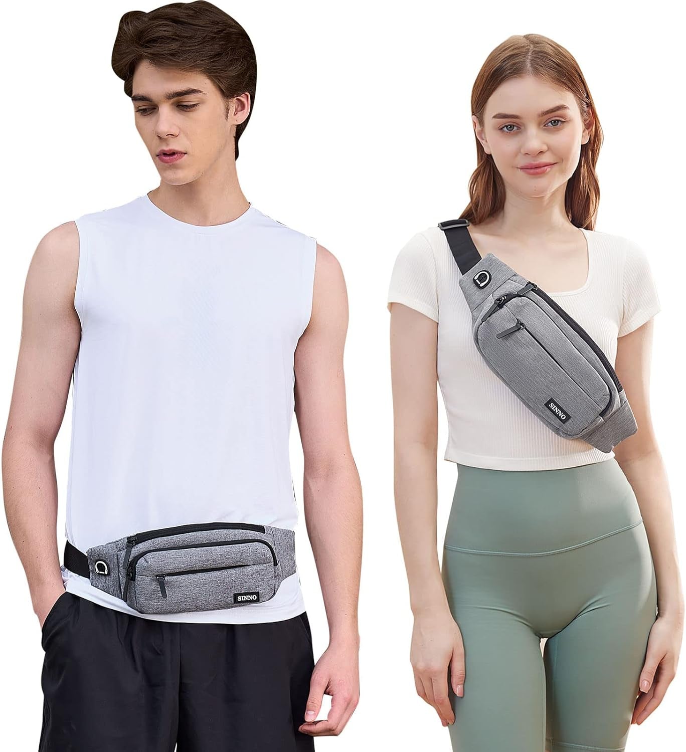 Large Crossbody Fanny Pack for Women Men Belt Bag with 4-Zipper Pockets for Travel Running Hiking Workout Dog Walking Outdoors Sport Fishing Waist Pack Bag Carrying All Phones