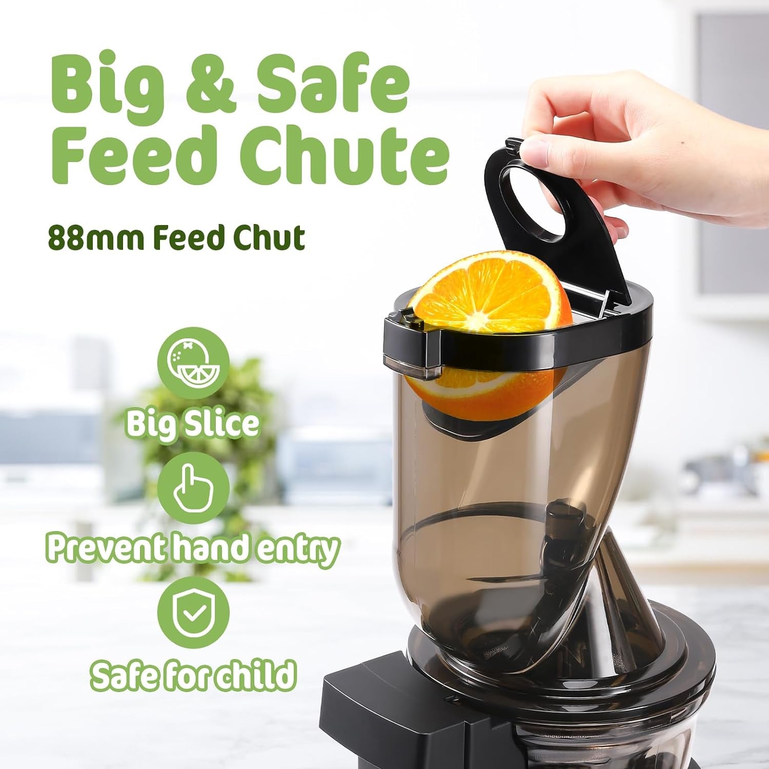 250 Watt High Power Juicer - Juicer Machines with 3.5-Inch (88Mm) Large Feed Chute- Masticating Juicer with 96% Juice Yield for Fruits and Vegetables, Easy Clean, Black