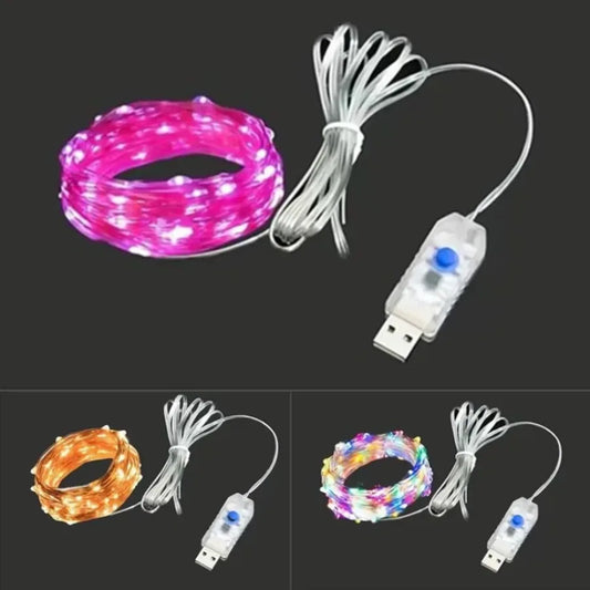 LED Fairy Lights USB Power String Lights Christmas Garland For New Year Wedding Party Tree Garden Terrace Decoration  8 Function
