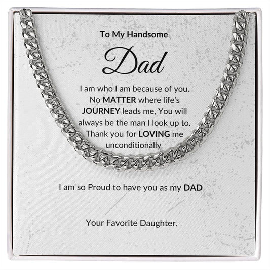 To My Dad Cross Necklace, Stainless Steel Cuban Chain Jewelry, Birthday Gift For Dad, Valentine's Day Gift, Father's Day Gift, Christmas Gift, With Card And Gift Box Packaging