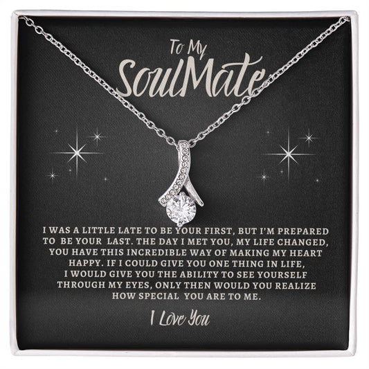 To My Soulmate Alluring  Necklace, I Love You, Gift For Wife/Girlfriend/Soulmate/Sweetheart with Message Card and Gift Box Birthday Anniversary