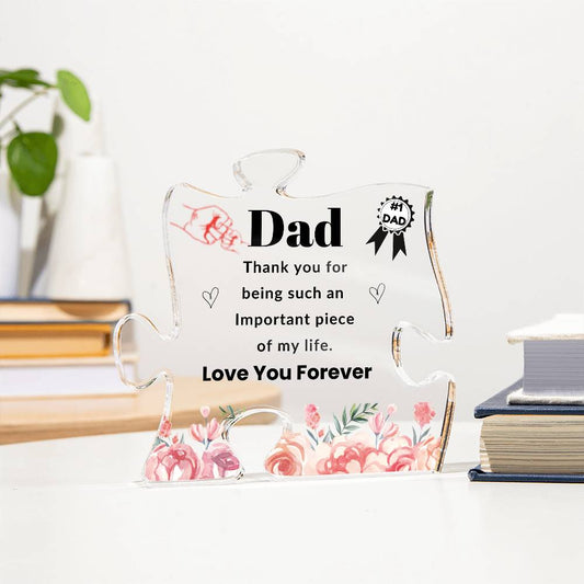 Acrylic Puzzle Plaque Father's day Gift - Acrylic Block Puzzle Plaque Decorations - Delicate Dad Gifts From Daughter Son - Christmas Thanksgiving Birthday Gifts For Dad, Home Living Room Office Cafe Decor