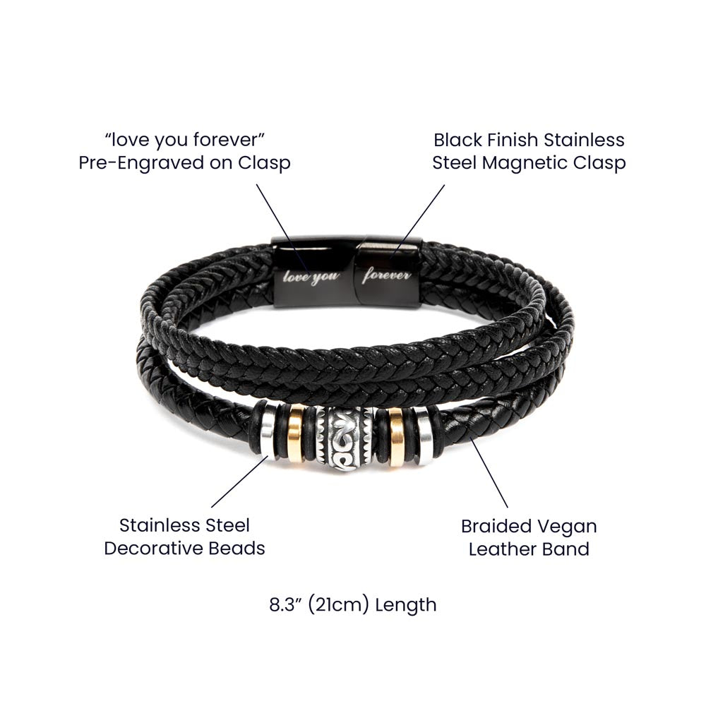 To My Man,Love You Forever Bracelet || Husband Gifts from Wife I Love You Forever and Always Bracelets Boyfriend Anniversary Birthday Christmas Fathers Gifts for Men, Son and Grandson