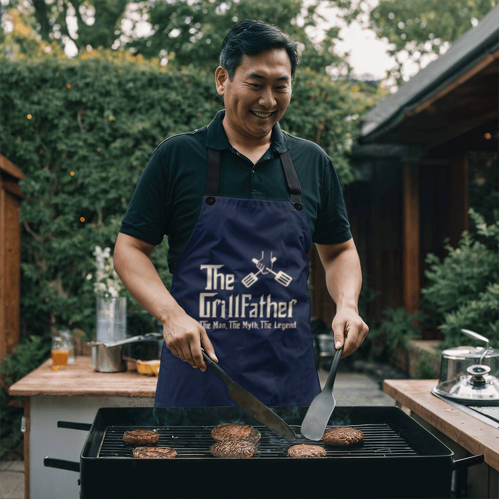 GrillFather Apron Father's day Gift - Men's Cooking Grilling BBQ Apron with 2 Pockets - Birthday Father's Day Christmas...