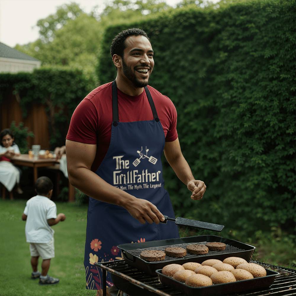 GrillFather Apron Father's day Gift - Men's Cooking Grilling BBQ Apron with 2 Pockets - Birthday Father's Day Christmas...