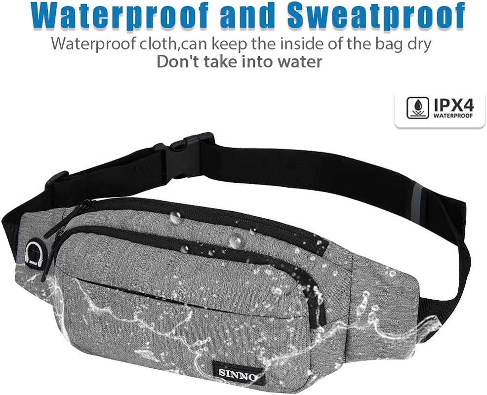 Large Crossbody Fanny Pack for Women Men Belt Bag with 4-Zipper Pockets for Travel Running Hiking Workout Dog Walking Outdoors Sport Fishing Waist Pack Bag Carrying All Phones